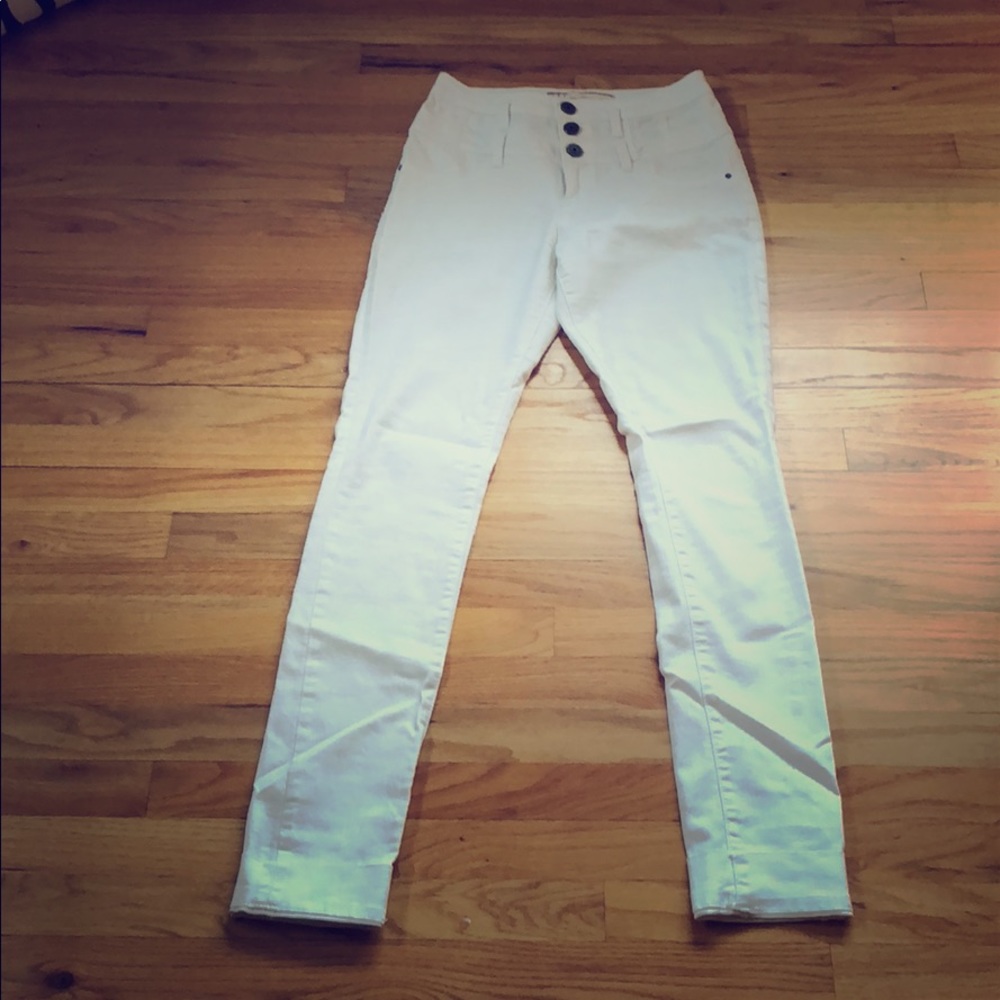 S & P High Waisted 3 Button White Jeans - Sz 9L